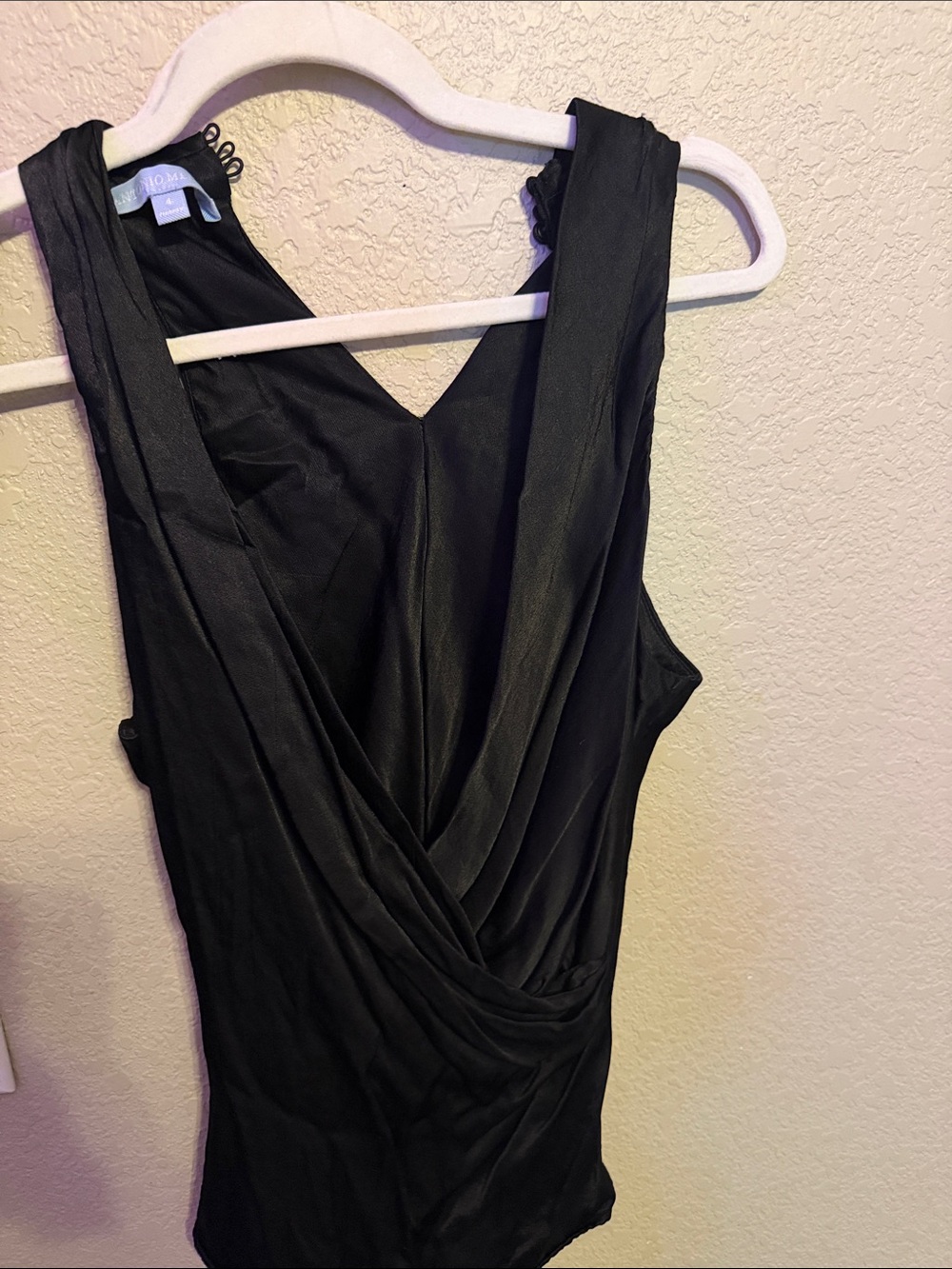 ANTONIO MELANI Black Draped V-Neck Sleeveless Top